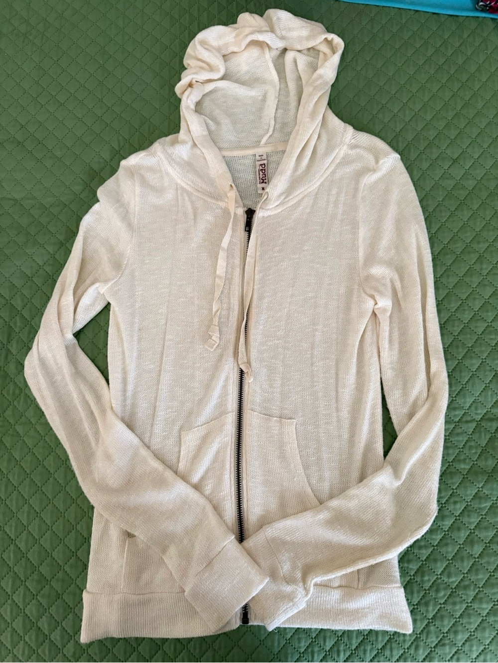 Mudd Women's Lightweight Knit Zip-Up Hoodie, Size Medium